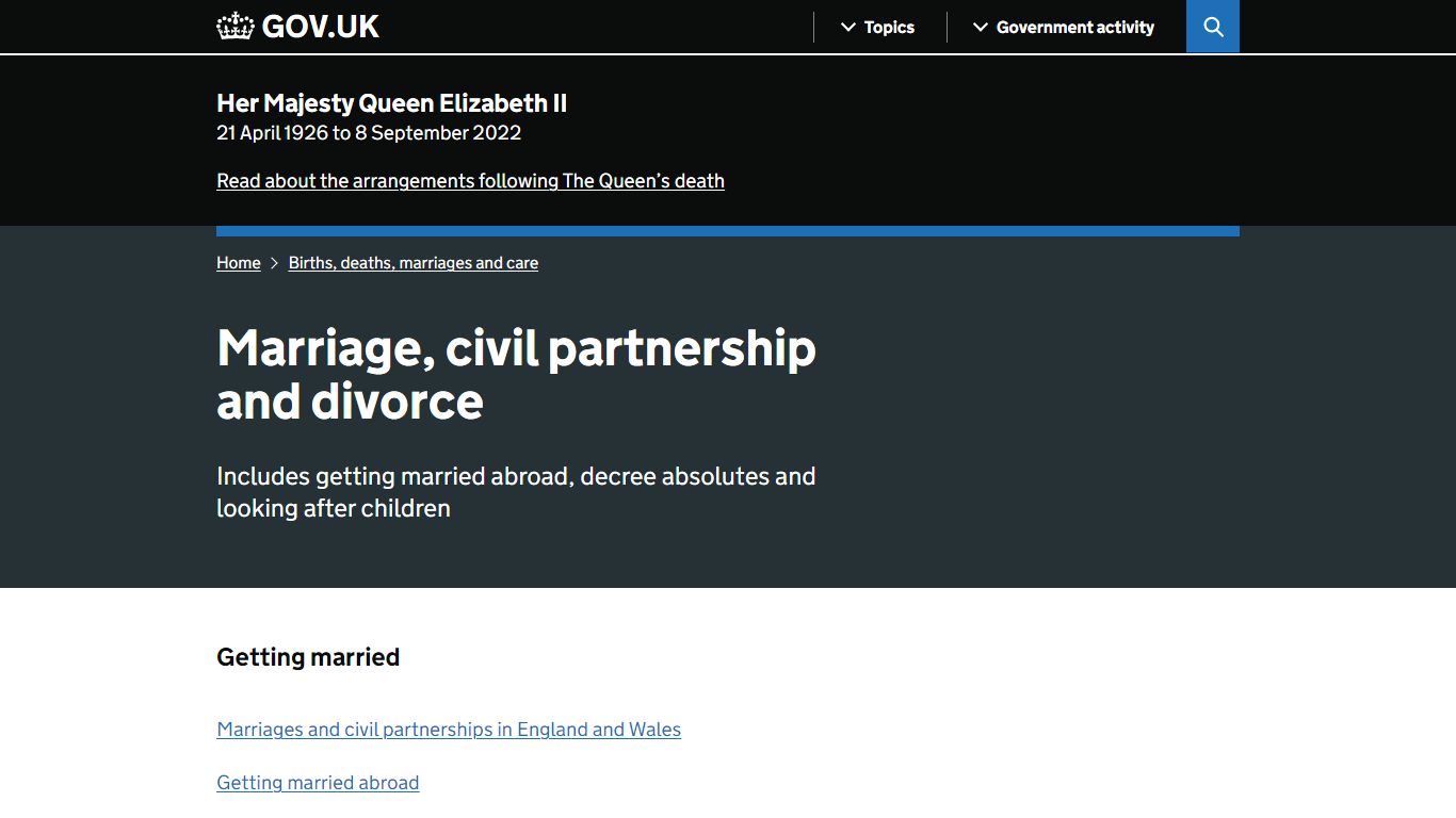 Marriage, civil partnership and divorce - GOV.UK